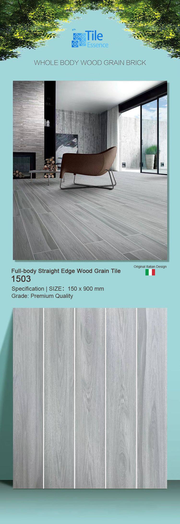 Guizhou Gray Wood Grain Floor Porcelain Tile